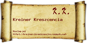 Kreiner Kreszcencia névjegykártya